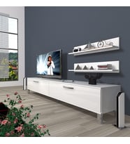 Decoraktiv Eko 4 Slm Std Krom Ayaklı Tv Ünitesi Tv Sehpası (Beyaz)