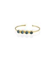 Kadir Jewellery 22 Ayar Altın Kaplama Zirkon Taşlı Ayarlanabilir Trend Bilezik (Koyu Mavi)