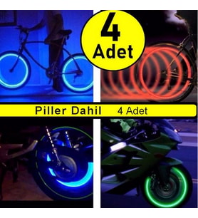 4 Adet Işıklı Sibop Kapağı Fotosel Ve Hareket Sensörlü Motorsiklet Bisiklet Araç Oto Araba Led Jant Işığı (Yeşil)