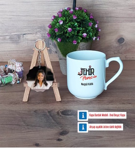 Şehir Plancısı Kupa Bardak Beyaz ve Fotoğraflı Ahşap Anahtarlık Hediye (Model 5)