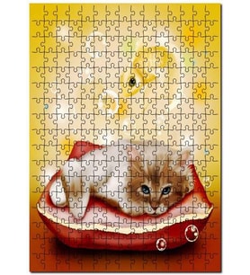 Cakapuzzle Kırmızı Minderde Balık Hayelli Kesi Görseli Puzzle Yapboz MDF (Ahşap) (255 Parça)