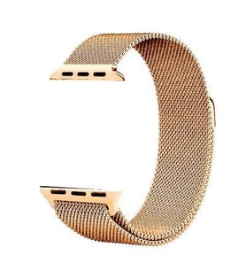 Apple Watch Seri 2/3/4/5/6/7/8/se 38mm-40mm-41mm Uyumlu Hasır Metal Kordon (Rose)