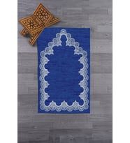 EVDEYA Dijital Baskılı Yıkanabilir Sade Şık Desen Namazlık Seccade 70x130 Cm, Seccade-14-gri, (Mavi)