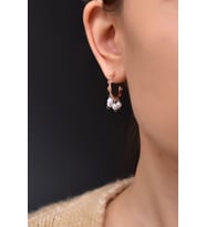 Papatya Silver 925 Ayar Gümüş İnci Taşlı Shakira Halka Küpe (Rose)