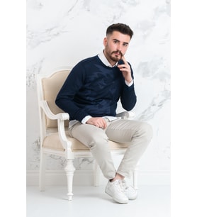 ECER SLİMFİT SIFIR YAKA İNCE ERKEK TRİKO KAZAK (Lacivert)