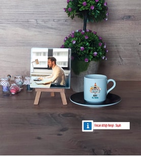 Bilgisayar Öğretmeni Fotoğraflı Dekoratif Taş, Ahşap Altlıklı Türk Kahvesi Fincanı Hediye Öğretmenler Günü Hediyesi (Model 7)