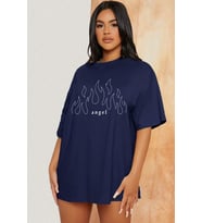 Unisex Green Angel Baskılı T-shirt (Lacivert)