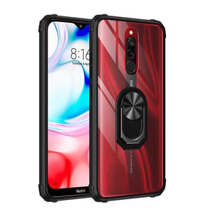 Xiaomi Redmi 8A Kılıf Şeffaf Sararmaz Yüzüklü Mola Kapak (Siyah)