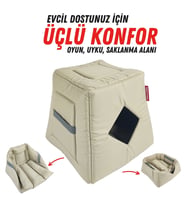XPERMATE 3 Fonksiyonlu Kedi Evi - Küçük Irk Köpek Evi - Kedi Mağara Kedi Yuvası - Kedi Yatağı (Bej)