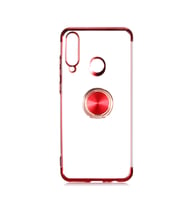 Huawei Y6P Kılıf Gess Kenarları Renkli Yüzük Aparatlı Kılıf (Kırmızı)