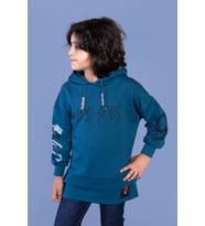 Toontoy Erkek Çocuk Kapüşonlu Baskılı Sweatshirt (Petrol)