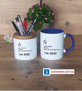 Eşe Hediye Kalemlik, Kupa Bardak T Kişiye Özel Hediye (Model 6)