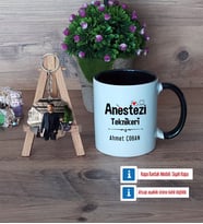 Anestezi Teknikeri Kupa Bardak Beyaz ve Fotoğraflı Ahşap Anahtarlık Hediye (Model 11)
