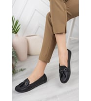 Khayt Tassel Casual Günlük Kadın Babet Ayakkabı (Siyah)
