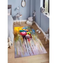 Dijital Baskılı Kaymaz Taban Yıkanabilir Kolay Temizlenir Modern Çocuk Odası Halısı NDÇ-HP-674 (Çok Renkli)