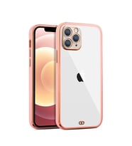 iPhone 11 Pro Max 6.5inç Gold Çerçeve Kamera Korumalı Bumper Kılıf (Pembe)