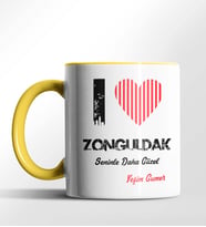 Kişiye Özel Zonguldak Seninle Daha Güzel Tema Siyah Renk Kupa (Sarı)