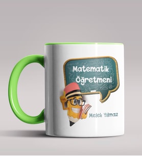 Kişiye Özel Matematik Öğretmeni Tasarımlı Siyah Renk Kupa 15 (Yeşil)