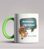Kişiye Özel Matematik Öğretmeni Tasarımlı Siyah Renk Kupa 15 (Yeşil)