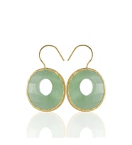 Kadir Jewellery 22 Ayar Altın Kaplama Kadın Taşlı Küpe -El İşçiliği Ve Hipoalerjenik Küpe (Açık Yeşil)