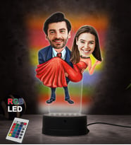 Doğum Günü Hediyesi,Sevgiliye Hediye, Kişiye Özel Fotoğraflı En Mutlu Çift 2 Karikatür 3D Led Lamba (RGB)