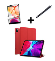 Apple iPad Pro 11 1. 2. 3. 4. Nesil Kılıf Set PU Deri Smart Tablet Kilifi Ekran  (Kırmızı)