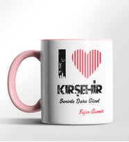 Kişiye Özel Kırşehir Seninle Daha Güzel Tema Siyah Renk Kupa (Pembe)