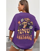 Unisex Love Yourself Baskılı T-shirt (Mor)