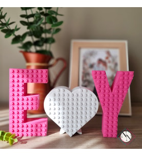 Kişiye Özel Lego Uyumlu Harf ve Kalp Seti - Anlamlı ve Şık Hediye (Pembe)