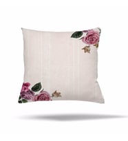 Geometrik Patchwork Çiçek Etnik Gizli Fermuarlı Yastık Kılıfı Kırlent Kılıfı Koltuk Yastık Kılıfı  (Pudra)
