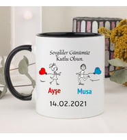 Sevgililer Günümüz Kutlu Olsun Temalı Kupa Bardak (Siyah)