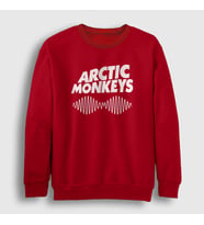 Presmono Unisex Beyaz Cover Arctic Monkeys Sweatshirt 12955tt (Kırmızı)
