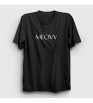 Presmono Unisex Beyaz Logo K Pop Kedi Kedili Meovv T-Shirt 491011tt (Siyah)