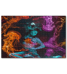 Cakapuzzle  Denizanalarıyla Süzülen Kız  Puzzle Yapboz MDF (Ahşap) (500 Parça)