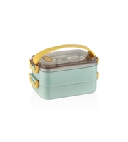 Vagonlife Bento Lunch Box Ofis-Okul İçin Yeni Nesil Sefer Tası 2 kat Taşıma Kulplu Çelik FF367 (Yeşil)