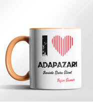 Kişiye Özel Adapazarı Seninle Daha Güzel Tema Siyah Renk Kupa (Turuncu)