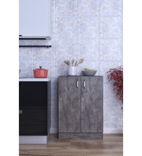Mokas Çok Amaçlı Dolap 2 Raflı Kapaklı Mutfak Balkon Banyo (Gri)