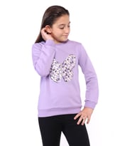 Toontoy Kız Çocuk Kelebek İşlemeli Sweatshirt (Lila)