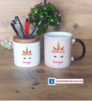 Unicorn Kalemlik, Kupa Bardak T Kişiye Özel Hediye (Model 3)
