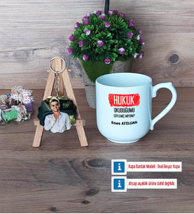 Hukuk Okuduğumu Söylemiş Miydim Kupa Bardak Beyaz ve Fotoğraflı Ahşap Anahtarlık Hediye (Model 5)