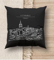 BK Gift İstanbul Tasarımlı Premium Kumaş Siyah Kırlent Yastık, Ev Hediyesi, Ev Dekorasyonu, Dekoratif Hediye (Model 2)