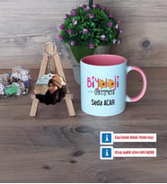 Biyoloji Öğretmeni Kupa Bardak Beyaz ve Fotoğraflı Ahşap Anahtarlık Hediye (Model 6)