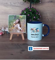 Emlakçı Fotoğraflı Dekoratif Taş, Kupa Bardak Beyaz Hediye (Model 3)
