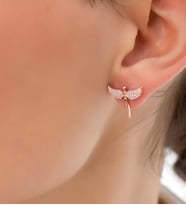 925 Ayar Gümüş Zirkon Taşlı Mikail Kılıçı Çivi Küpe (Rose)
