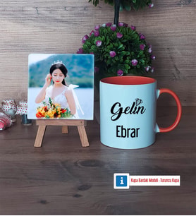 Gelin Fotoğraflı Dekoratif Taş, Kupa Bardak Beyaz Hediye (Model 13)