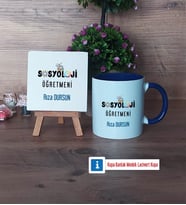 Sosyoloji Öğretmeni Dekoratif Taş, Kupa Bardak Kırmızı Hediye Öğretmenler Günü Hediyesi (Model 2)
