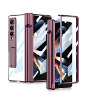 Galaxy Z Fold 4 Kılıf Zore Kıpta Standlı Kalem Bölmeli Kılıf (Mürdüm)