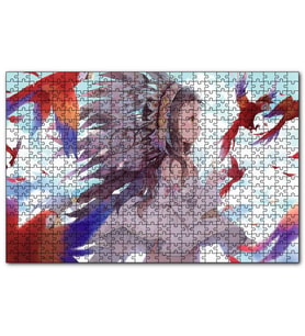 Cakapuzzle Anime Kız Ve Papağanlar Görseli  Puzzle Yapboz MDF (Ahşap) (500 Parça)