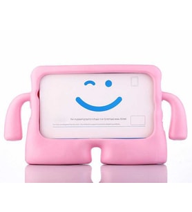 Samsung Galaxy Tab A7" Sm-T500 T507 Uyumlu Kılıf Case, Tutma Kollu ve Standlı Yumuşak Dokulu Ultra Koruyucu Çocuk Tablet Silikon Kılıf (Pembe)