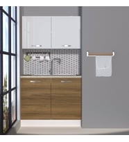 Decoraktiv Mini 100 MDF Hazır Mutfak Dolabı - Tezgah Dahil - Parlak Beyaz (Beyaz - Pera)